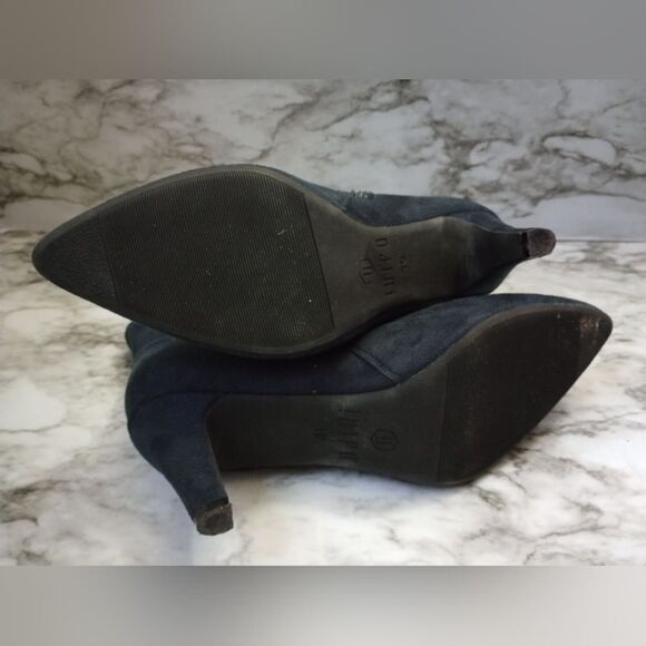 IDIFU Navy Blue Ankle Boots With Buckles Zip Closure Skinny Heel Size 10 - Picture 11 of 13